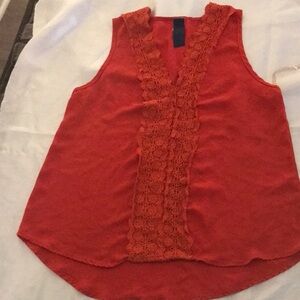 Orange Ruffled Tank Top Blouse